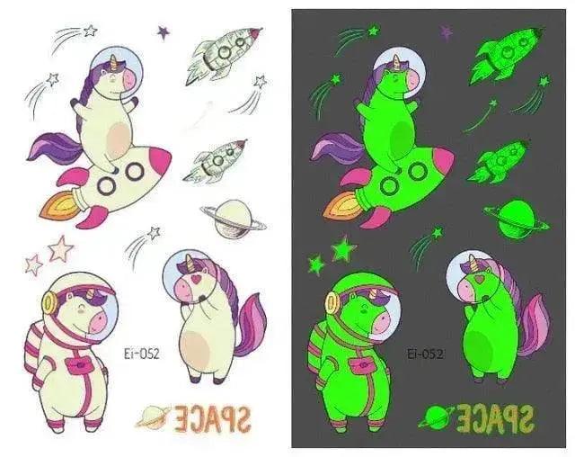 Adesivi tatuaggio luminosi per bambini a prova d'acqua a tema aerospaziale - EX-STOCK Canada