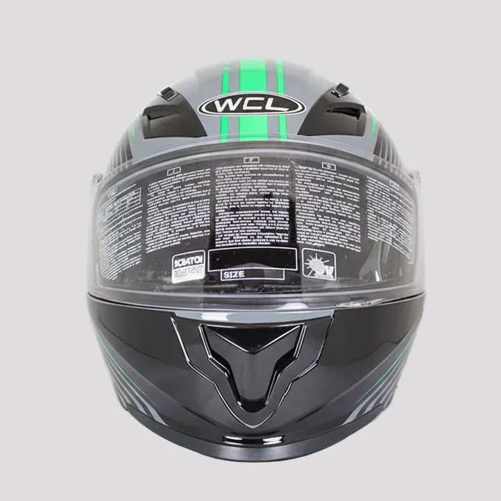 West Coast Leather Black and Green Leather Biker Helmet