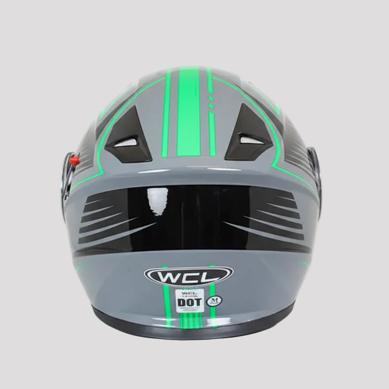 West Coast Leather Black and Green Leather Biker Helmet