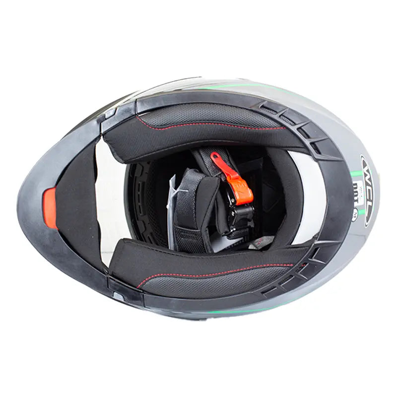 West Coast Leather schwarzer und grüner Leder-BikerhelmEX-STOCK Canada