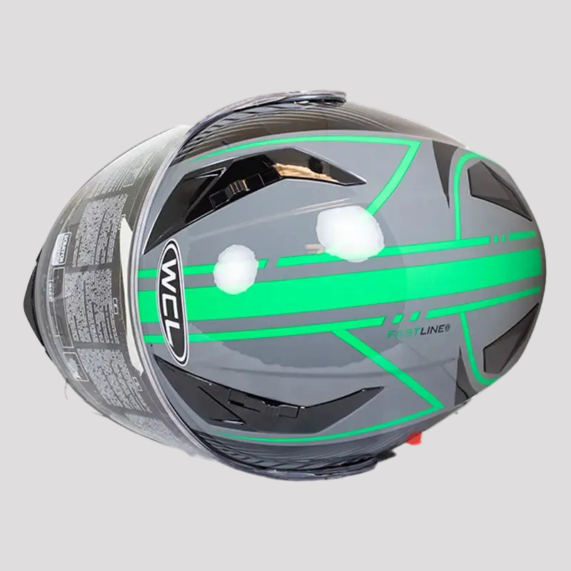 West Coast Leather Black and Green Leather Biker Helmet