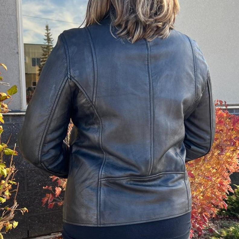 Chaqueta estilo motorista de cuero de cordero para mujer BOL