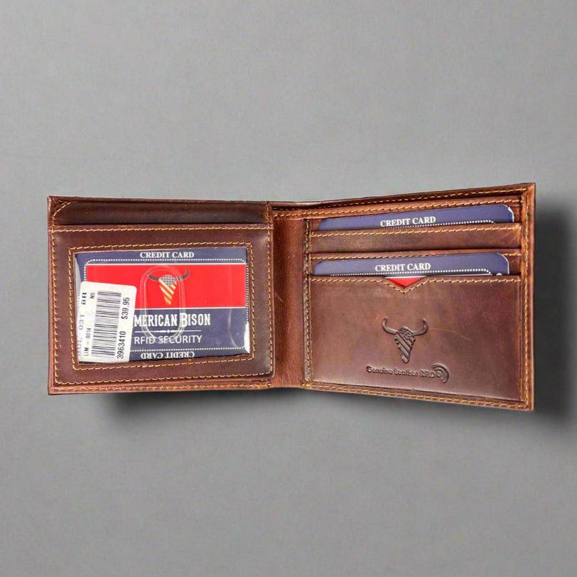 Men’s Bifold Flip-Up Cow Leather Wallet EX-STOCK Canada
