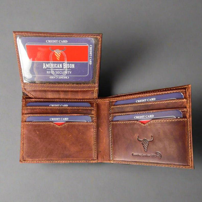 Men’s Bifold Flip-Up Cow Leather Wallet EX-STOCK Canada