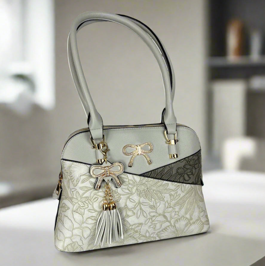 Bolso de 2 Asas de Cuero Sintético con Diseño Floral de Temptation Italy | EX-STOCK Canada