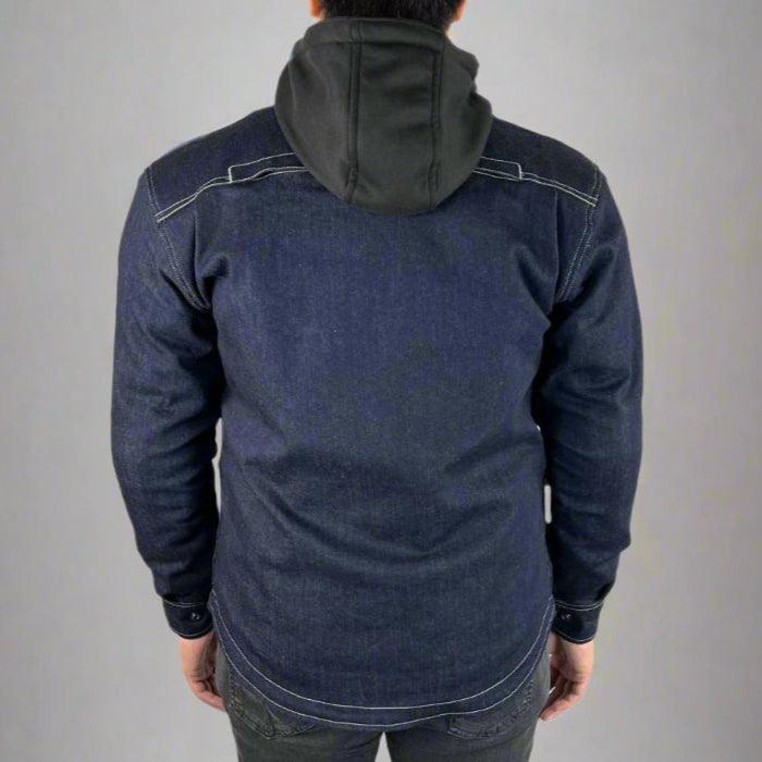 Herren gepanzertes Jeanshemd mit abnehmbarem Hoodie