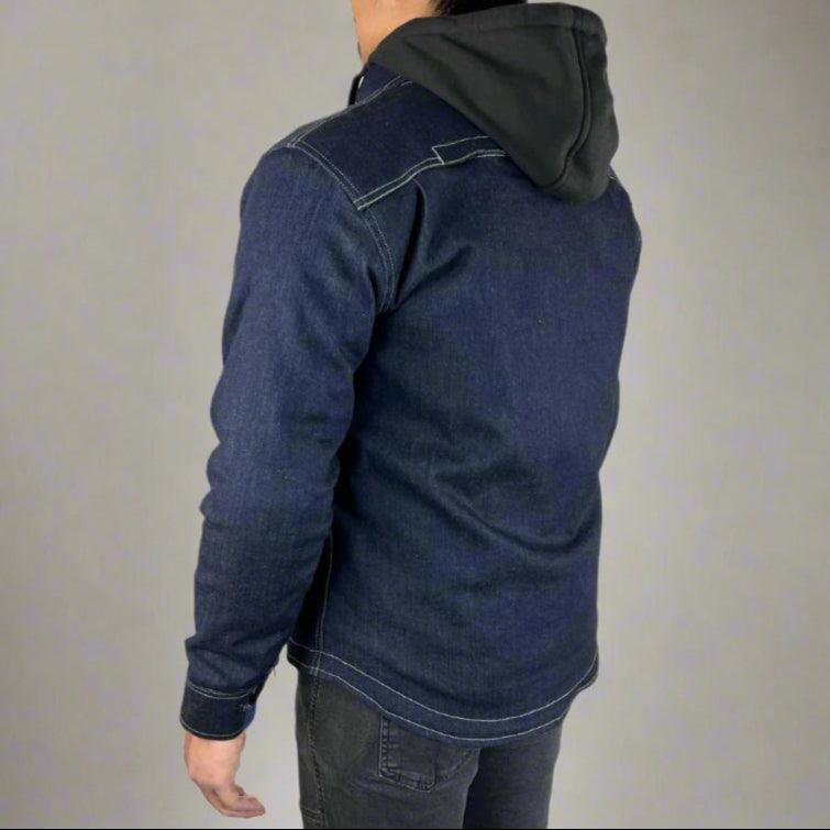 Herren gepanzertes Jeanshemd mit abnehmbarem Hoodie