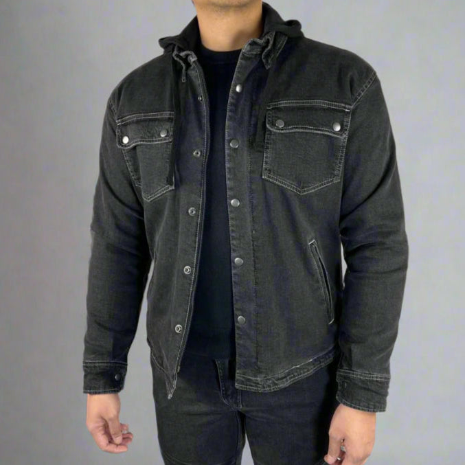 Men’s Armored Denim Shirt with Removable Hoodie EX-STOCK Canada