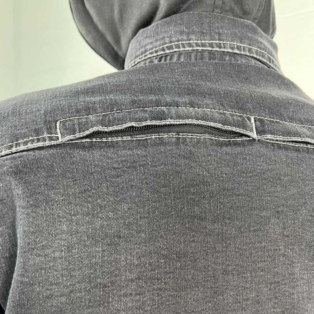 Herren gepanzertes Jeanshemd mit abnehmbarem Hoodie