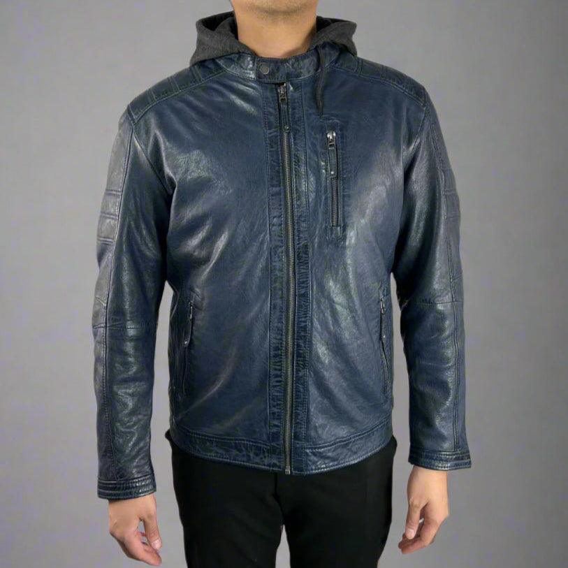 Giacca da uomo in pelle di pecora con cappuccio removibileEX-STOCK Canada