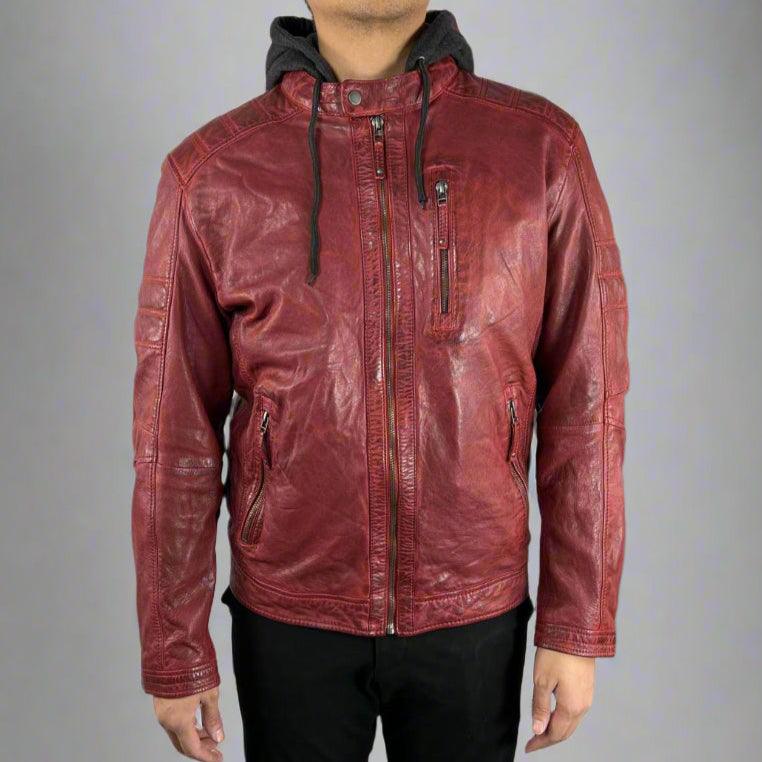 Giacca da uomo in pelle di pecora con cappuccio removibileEX-STOCK Canada