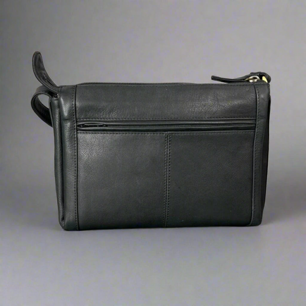 Sac bandoulière en cuir à fermeture éclair Derek AlexanderEX-STOCK Canada