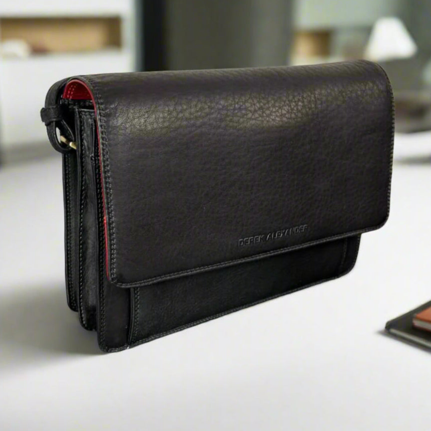 Borsa a tracolla in pelle tipo messenger Derek Alexander Half Flap OrganizerEX-STOCK Canada