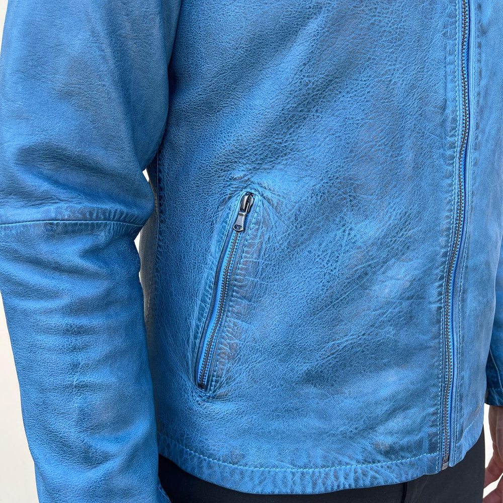 Men’s Sheep Leather Jacket. Classic Stand Collar with 2 Pockets EX-STOCK Canada