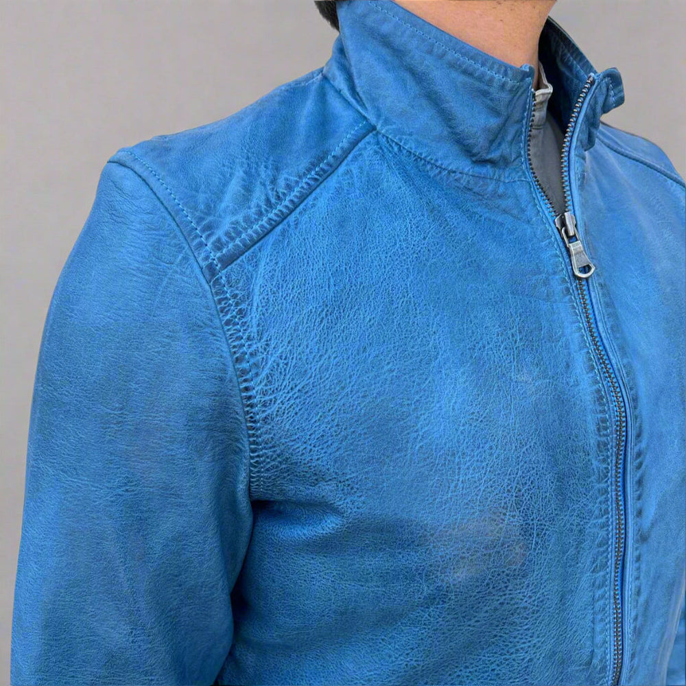 Men’s Sheep Leather Jacket. Classic Stand Collar with 2 Pockets EX-STOCK Canada