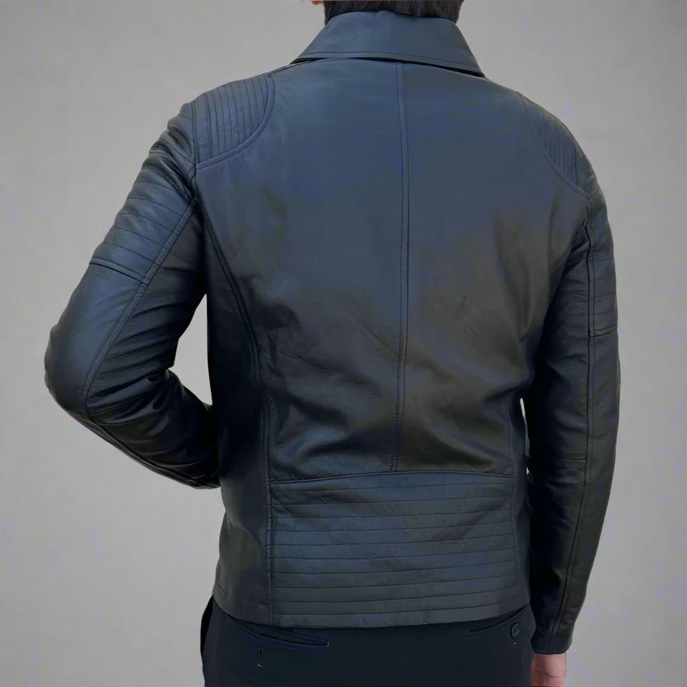 Men's Sheep Leather Jacket. Classic Quilted Shoulder Design with 2 Pockets EX-STOCK Canada
