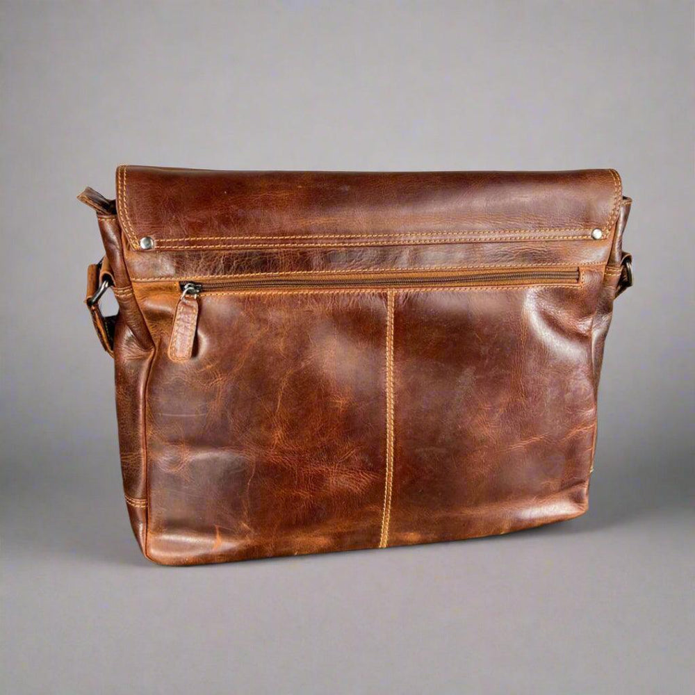 Borsa per laptop in pelle Greenwood. Valigetta premium in pelle cerata integrale per laptop da 16"EX-STOCK Canada