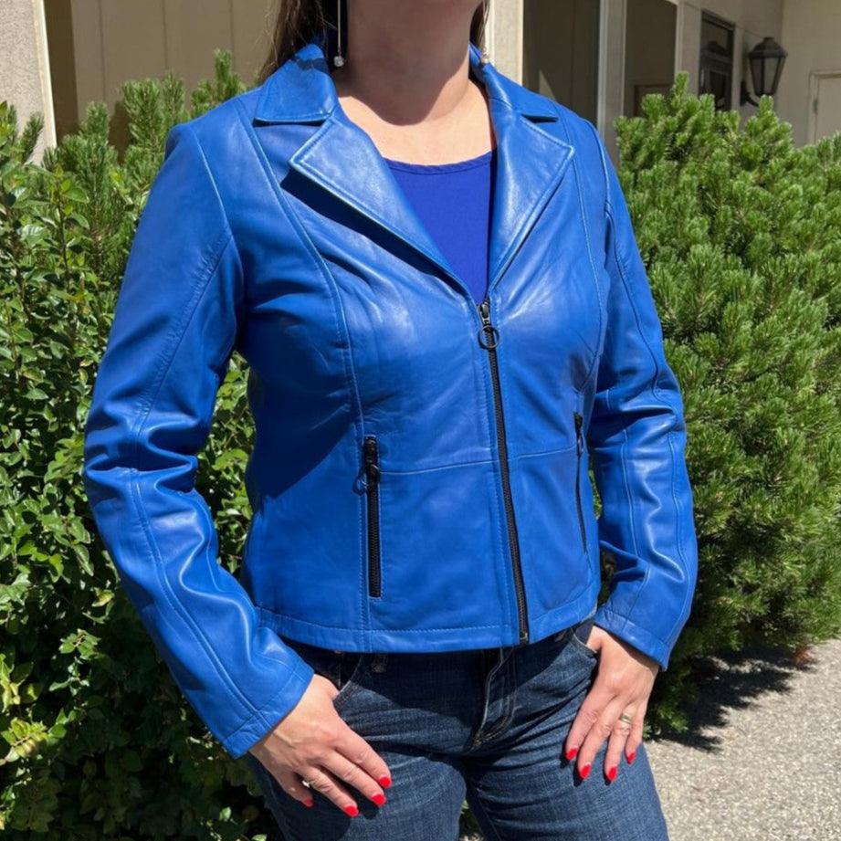 Blazer de cuero de cordero para mujerEX-STOCK Canada
