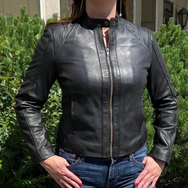 Women's Sheep Leather Jacket with Stitched Shoulders EX-STOCK Canada