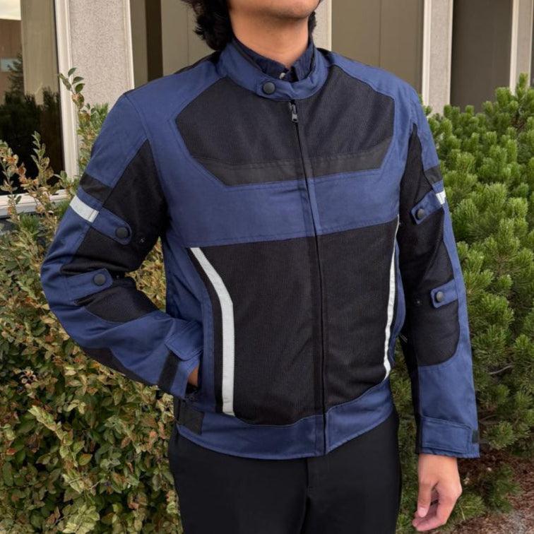 Chaqueta de motocicleta de tela para hombres. Armadura protectora, tiras reflectantes y múltiples bolsillosEX-STOCK Canada