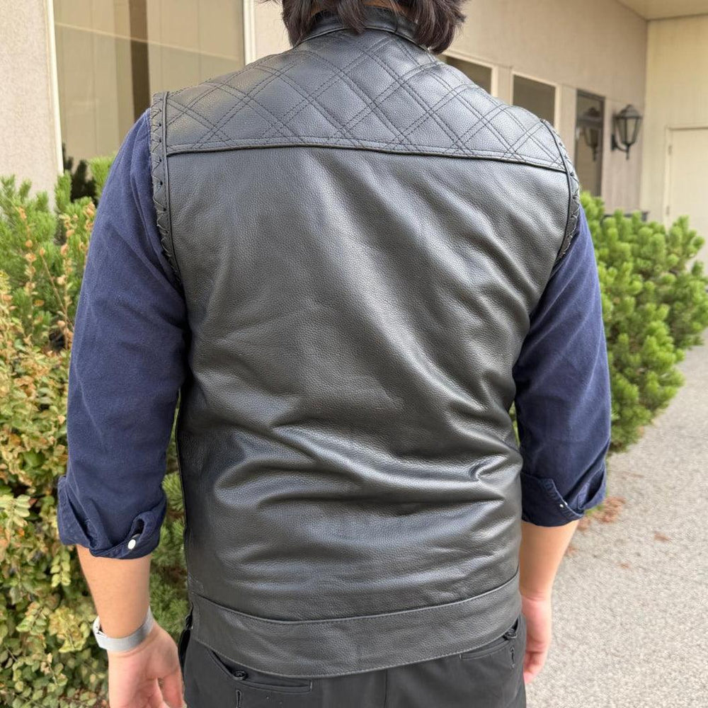 Men's Genuine Cow Leather Biker Club Vest EX-STOCK Canada