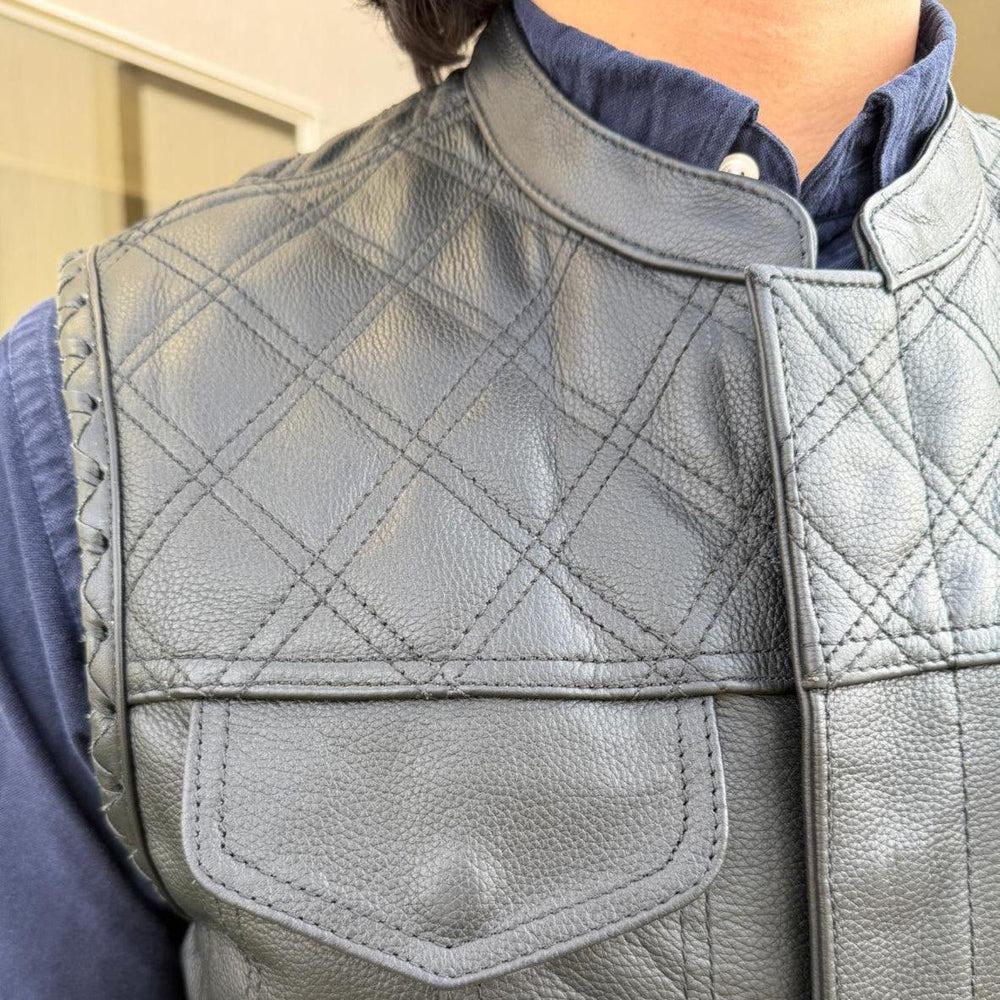 Men's Genuine Cow Leather Biker Club Vest EX-STOCK Canada