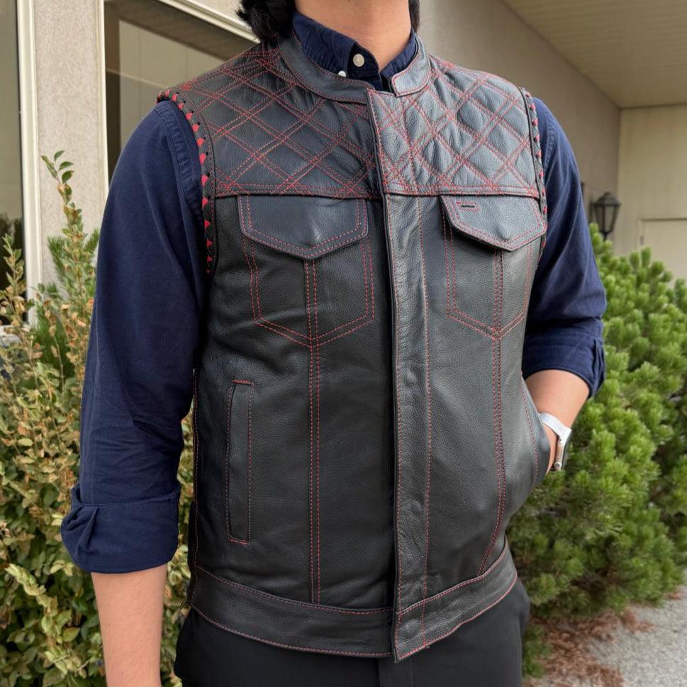 Men's Genuine Cow Leather Biker Club Vest EX-STOCK Canada