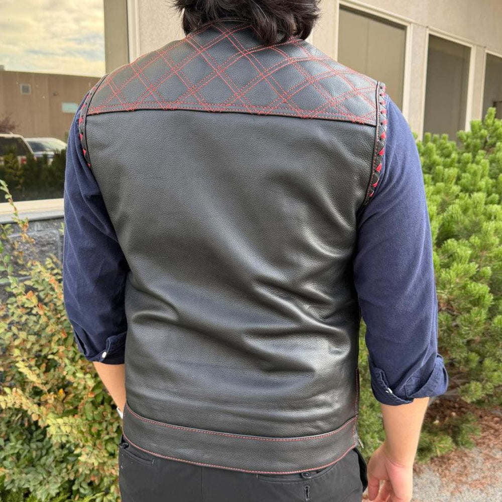 Men's Genuine Cow Leather Biker Club Vest EX-STOCK Canada