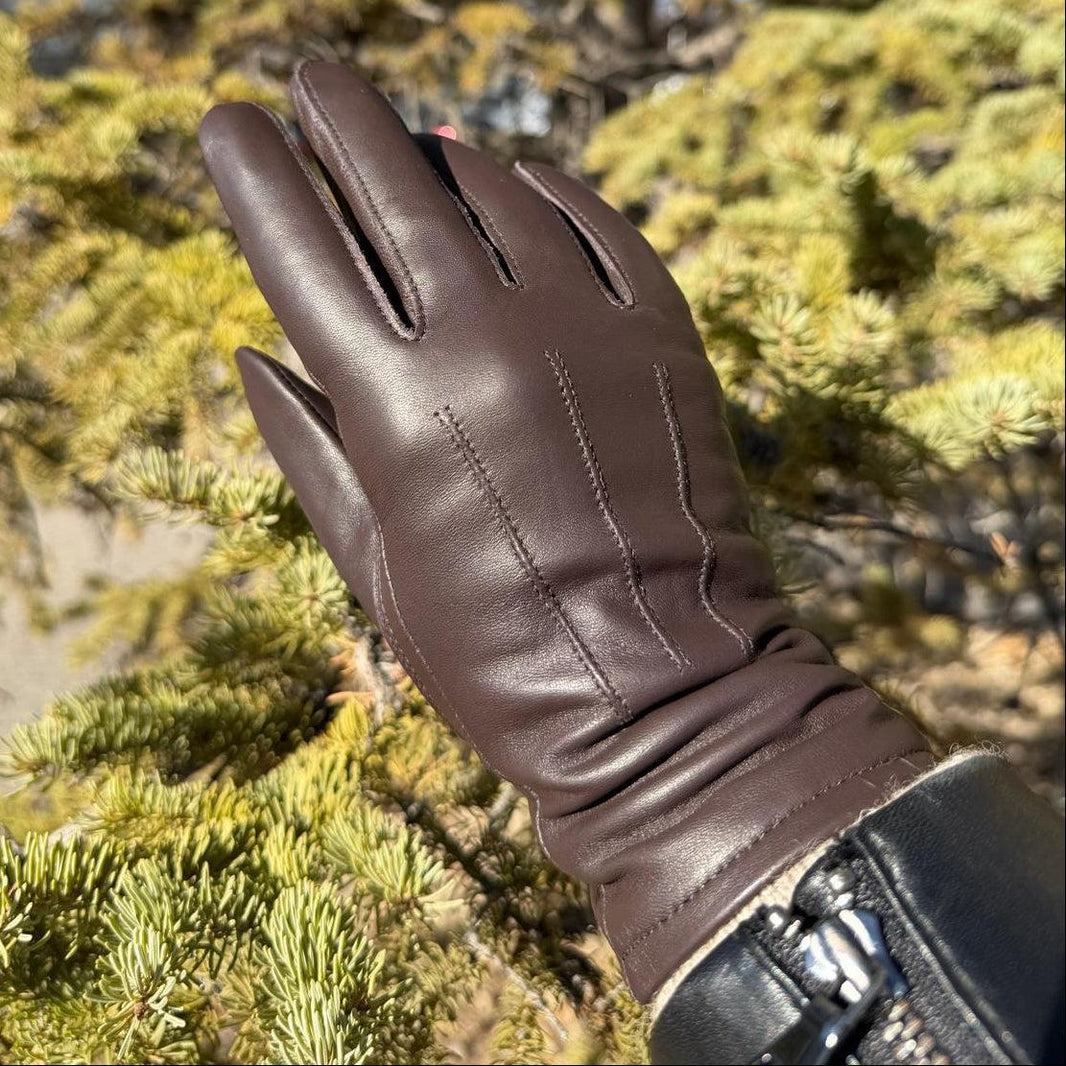 Guanti da donna in pelle di pecora con touchscreen e fodera in misto lanaEX-STOCK Canada