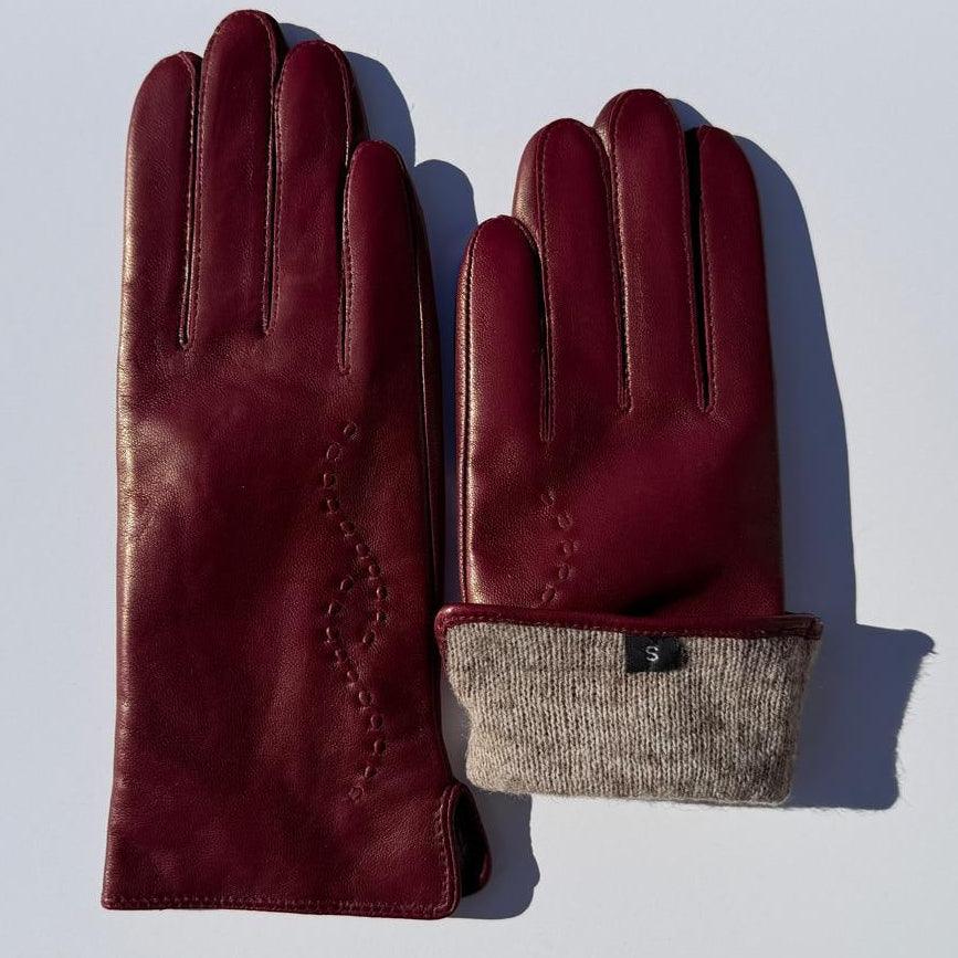 Gants pour femmes en cuir d'agneau teint au tambour avec doublure en mélange de laineEX-STOCK Canada