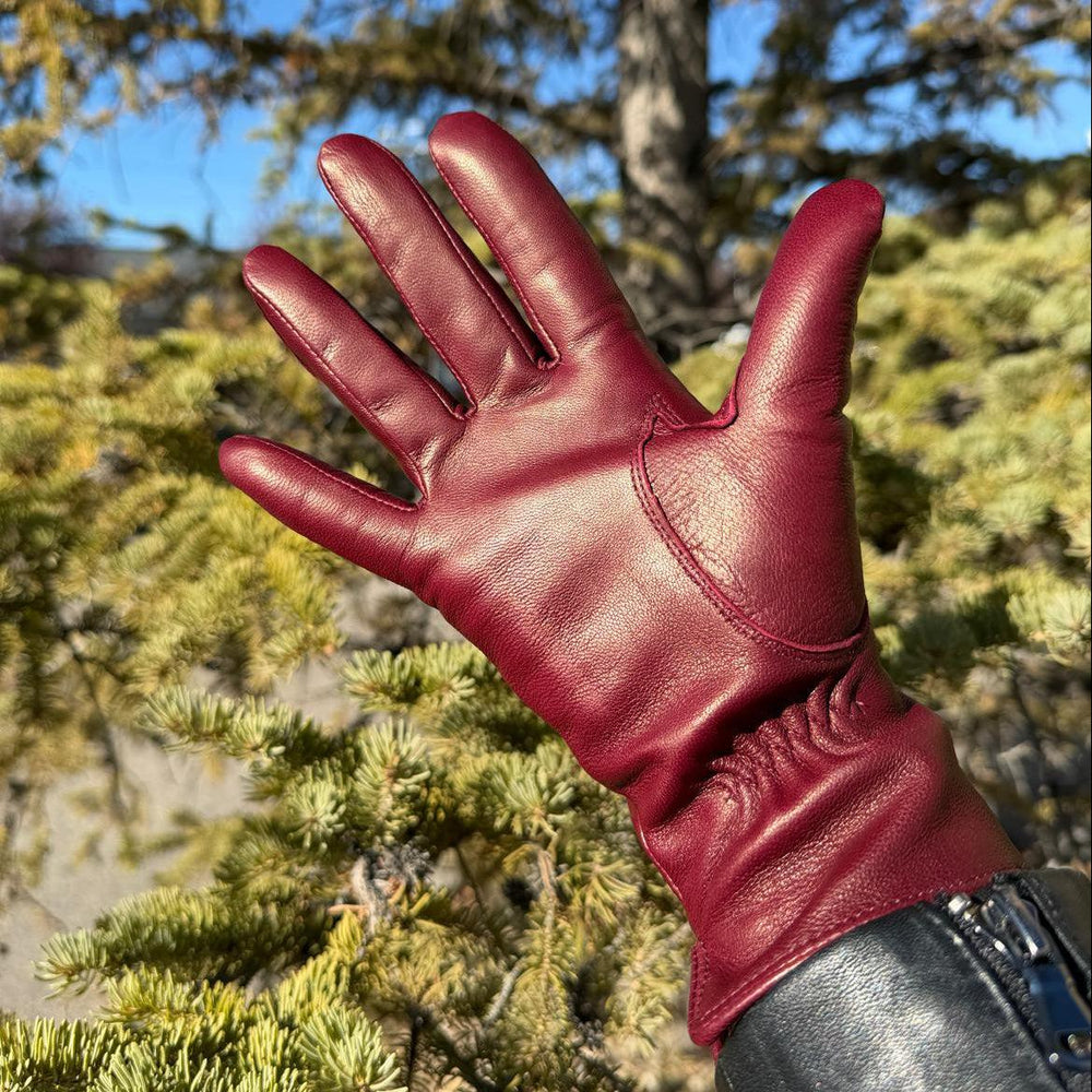 Gants pour femmes en cuir d'agneau teint au tambour avec doublure en mélange de laineEX-STOCK Canada
