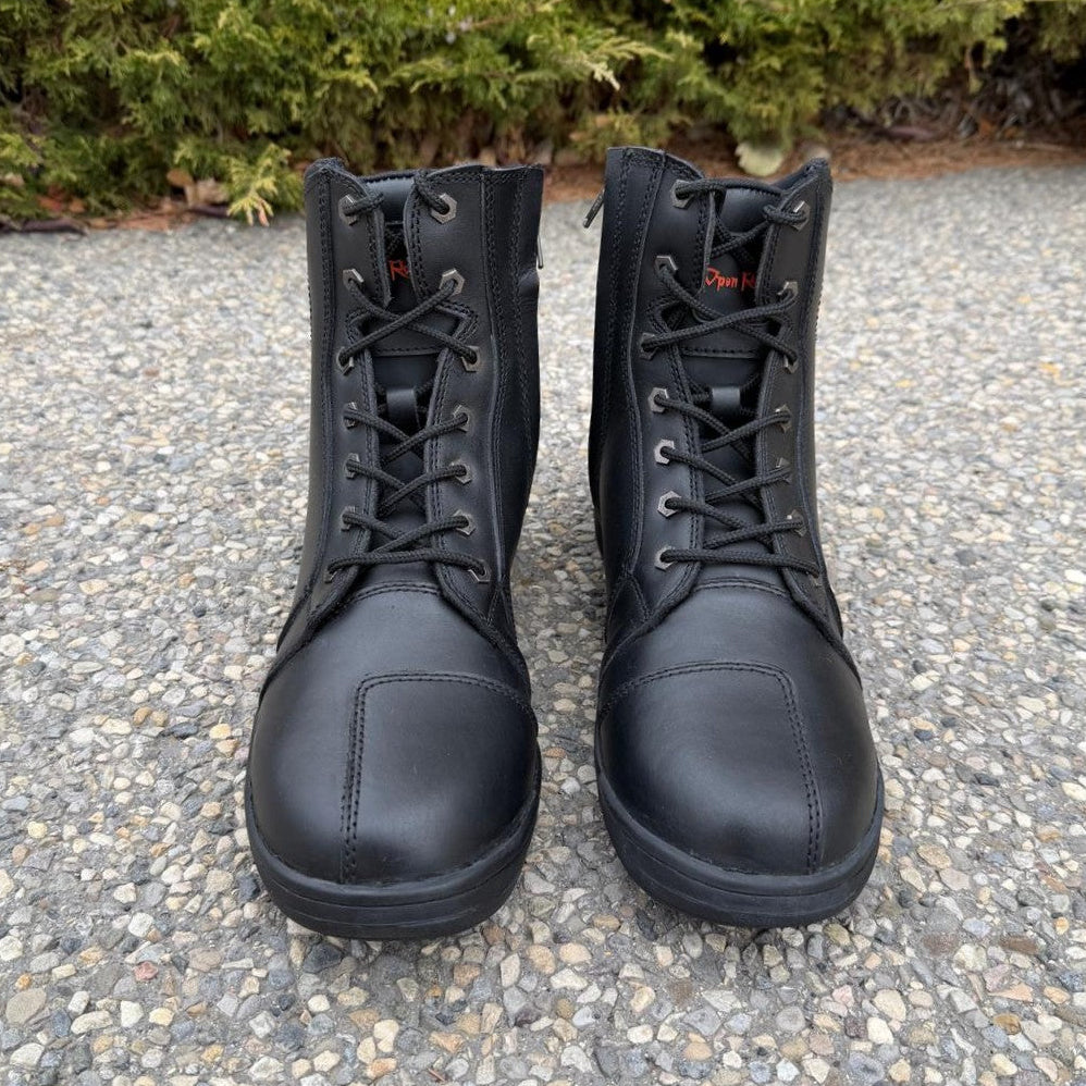 Men's Sneaker Biker Boots. Black Cowhide Leather with Lace-Up & Side Zip EX-STOCK Canada