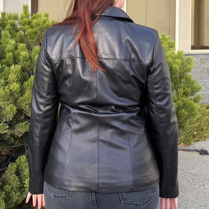 Damen Klassische Schwarze SchafslederjackeEX-STOCK Canada