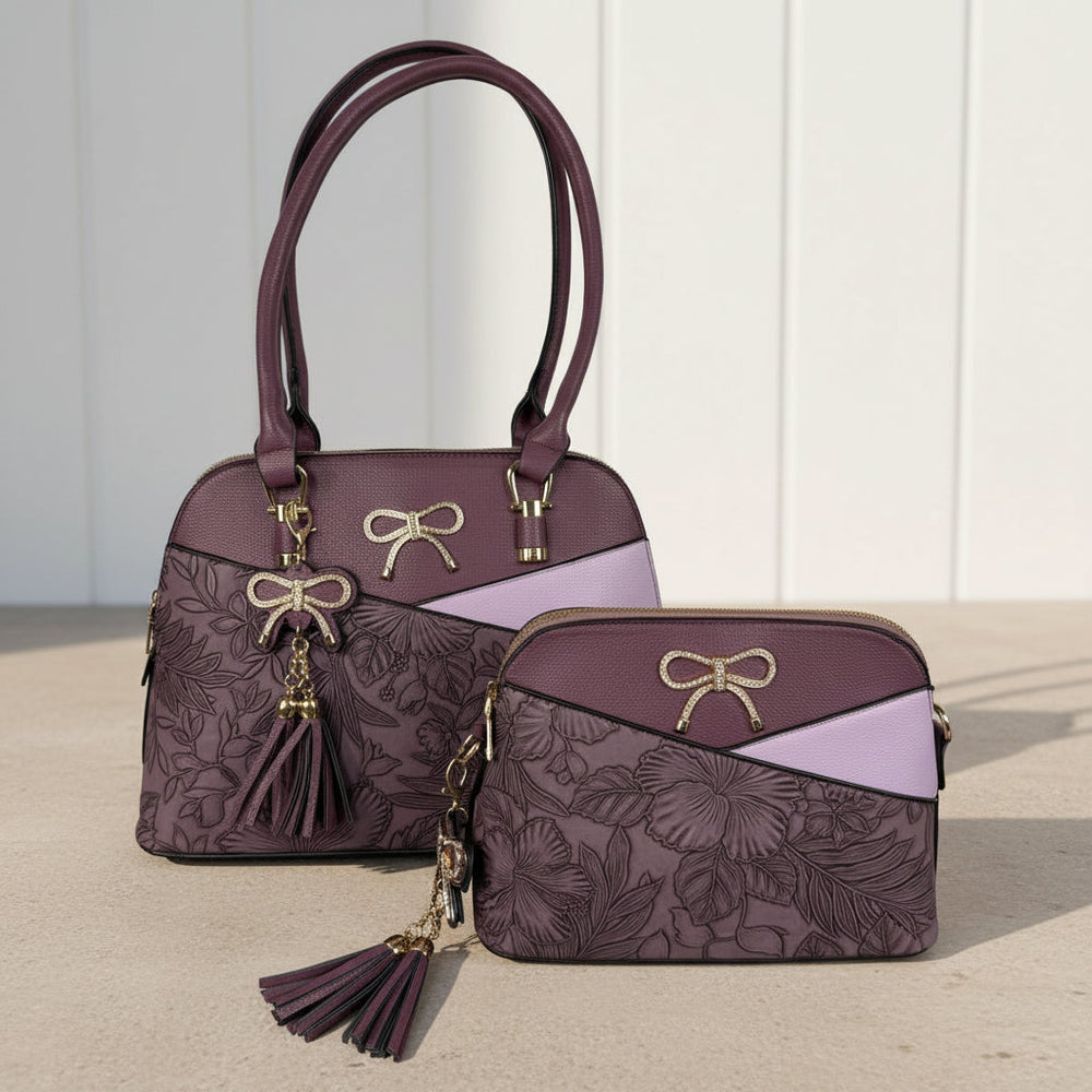 Bolso de 2 Asas de Cuero Sintético con Diseño Floral de Temptation Italy | EX-STOCK Canada