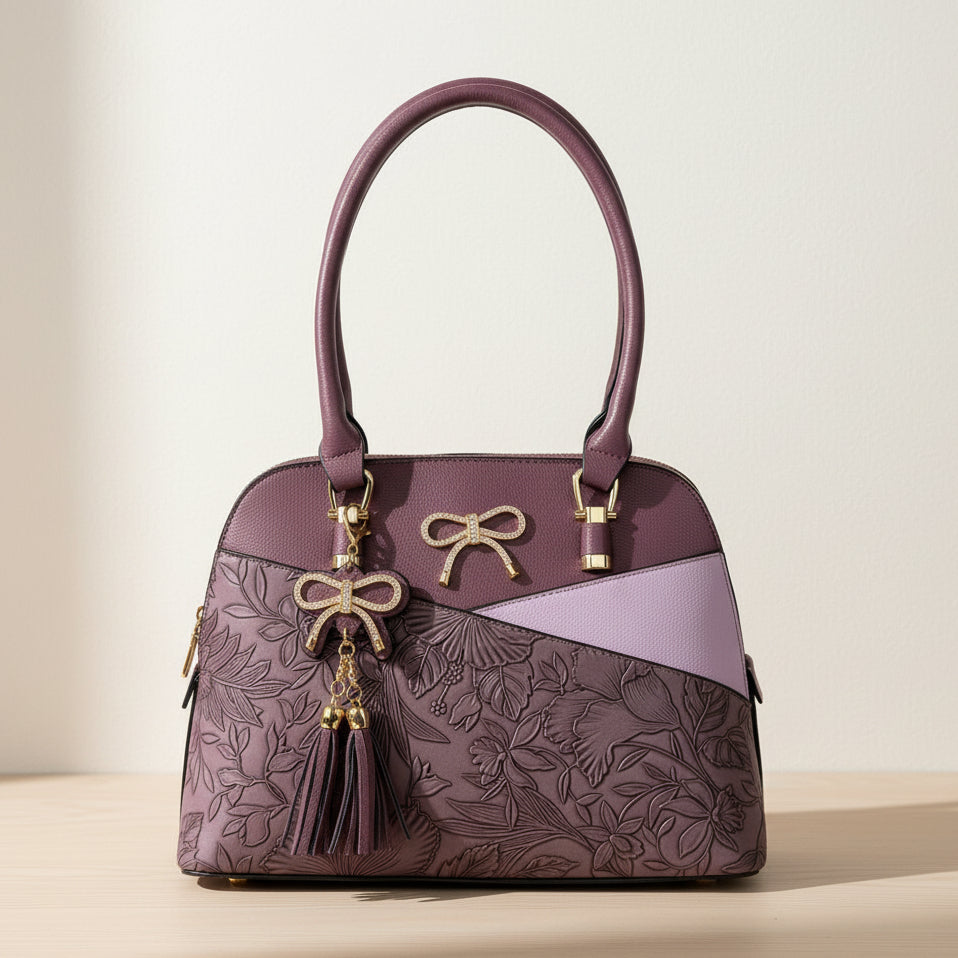 Bolso de 2 Asas de Cuero Sintético con Diseño Floral de Temptation Italy | EX-STOCK Canada