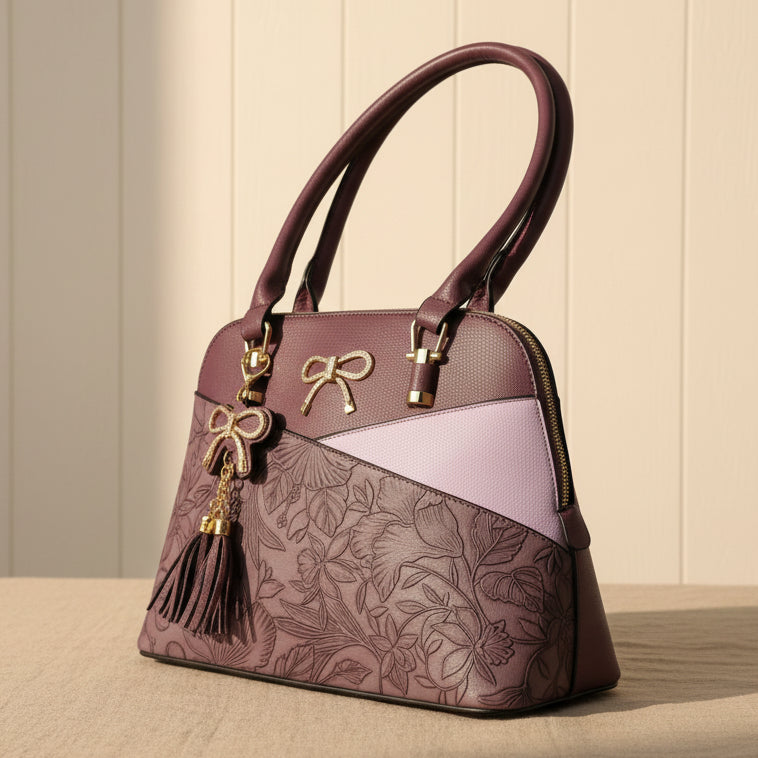 Bolso de 2 Asas de Cuero Sintético con Diseño Floral de Temptation Italy | EX-STOCK Canada