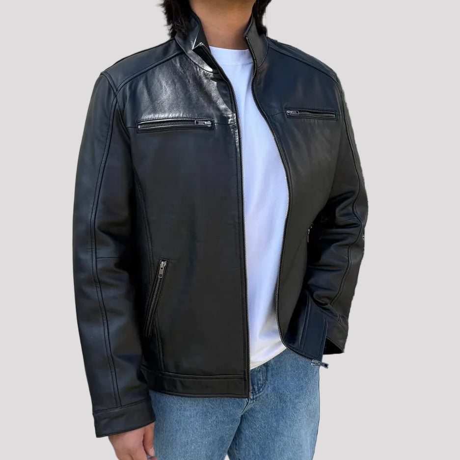Veste Bombardier en Cuir d'Agneau pour Hommes BOL