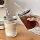 Wind Stripe Coffee Mug With Straw With Lid Glass Handy Mug - EX-STOCK Canada