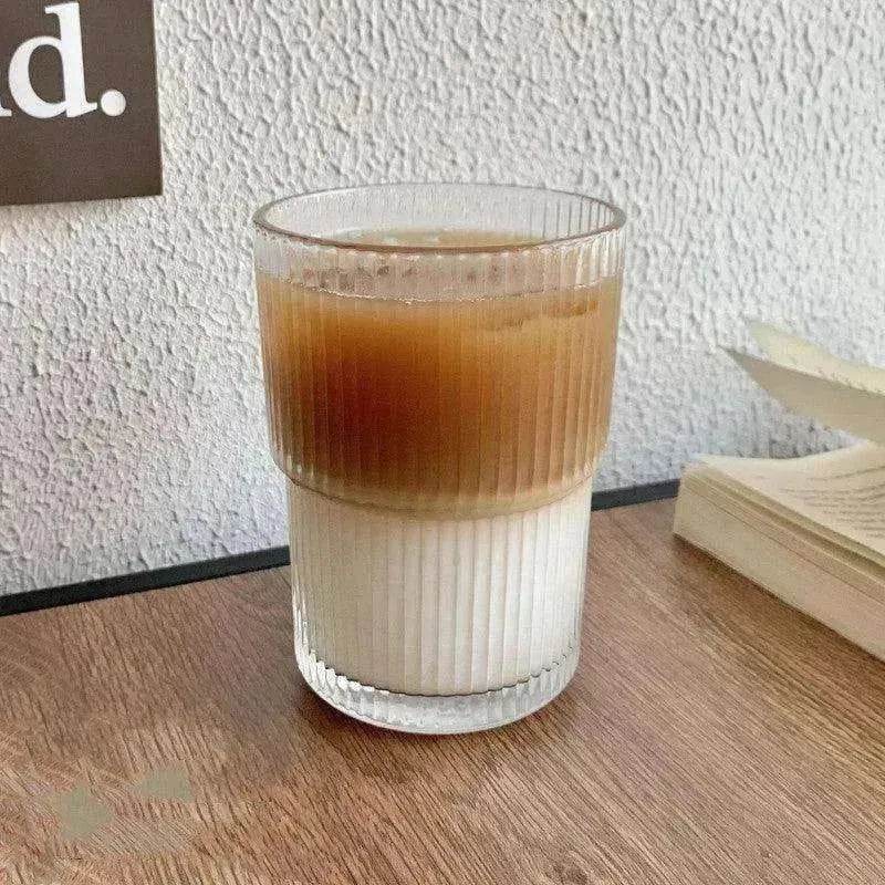 Wind Stripe Coffee Mug With Straw With Lid Glass Handy Mug - EX-STOCK Canada