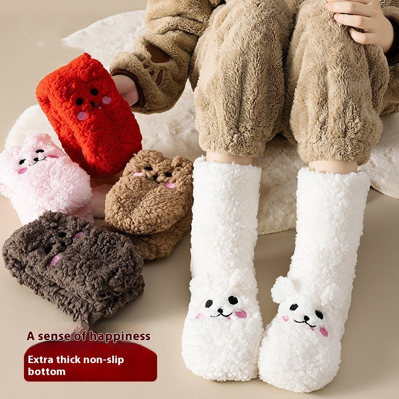 Winter Floor Socks Velvet Thicken Warm Coral Velvet Cute Socks Japanese-style Home Footwear Non-slip Socks New Year Gifts Winter Gadgets EX-STOCK Canada
