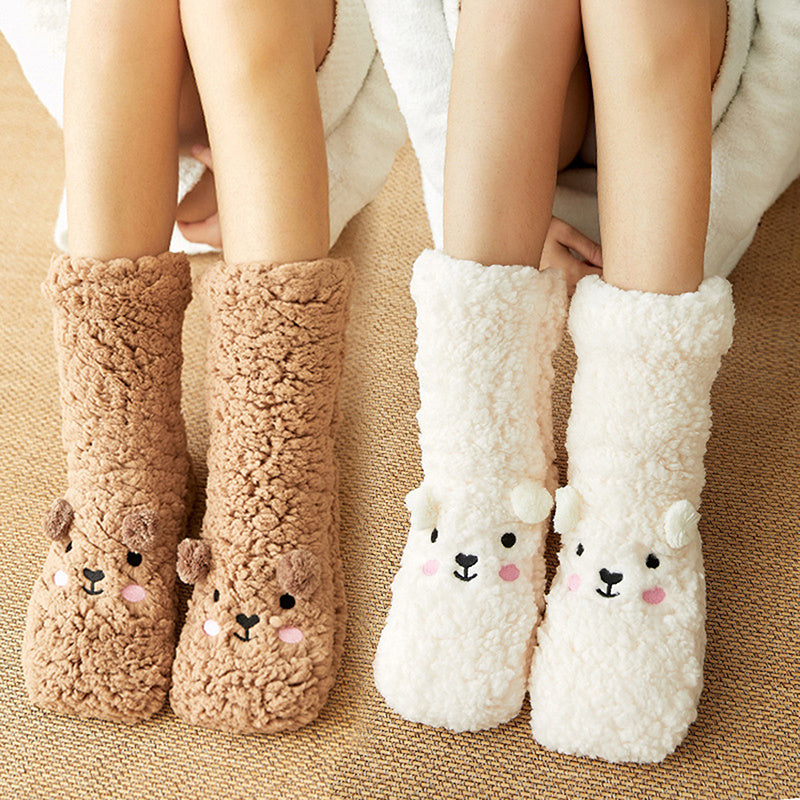 Winter Floor Socks Velvet Thicken Warm Coral Velvet Cute Socks Japanese-style Home Footwear Non-slip Socks New Year Gifts Winter Gadgets EX-STOCK Canada