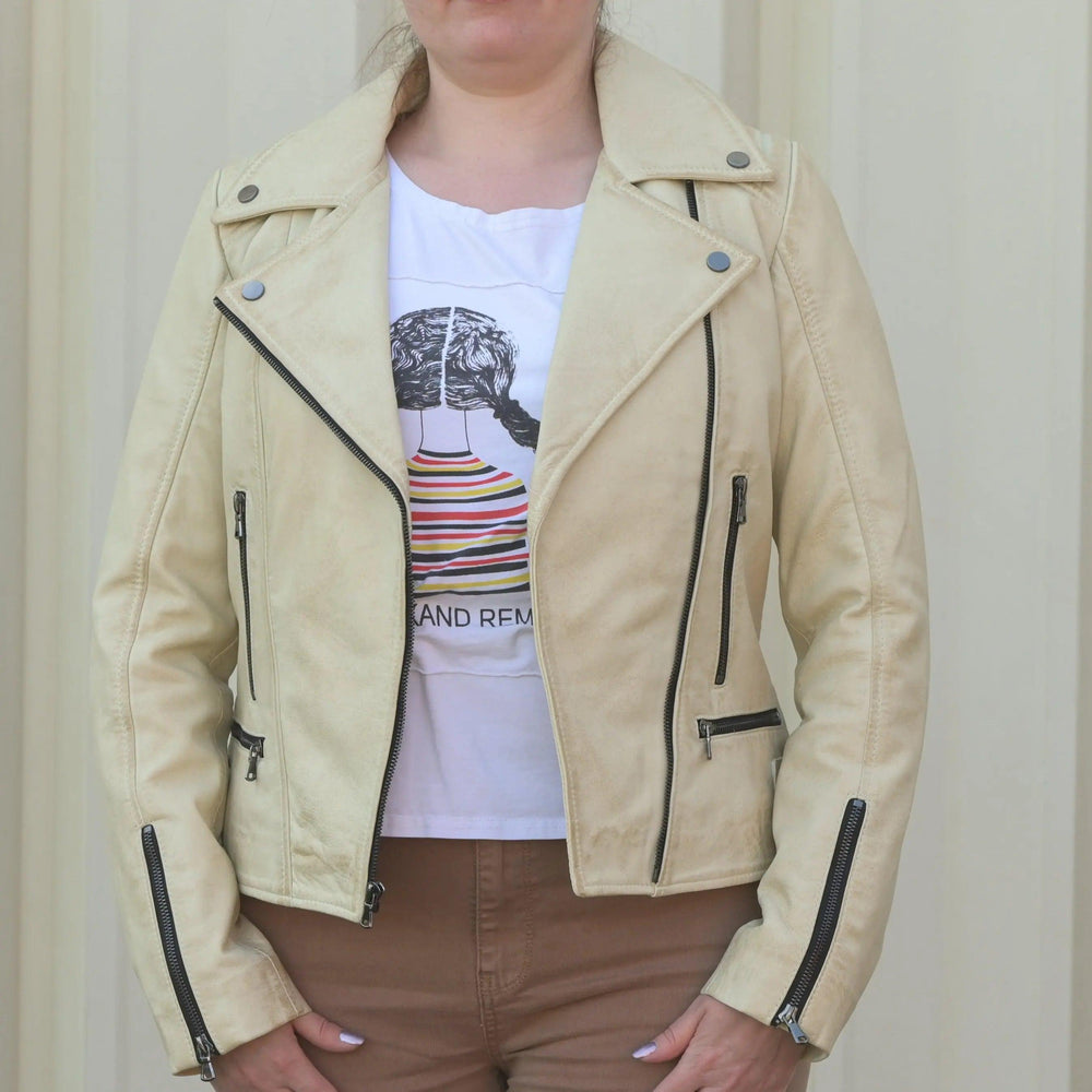 Damen Biker-Look SchafslederjackeEX-STOCK Canada