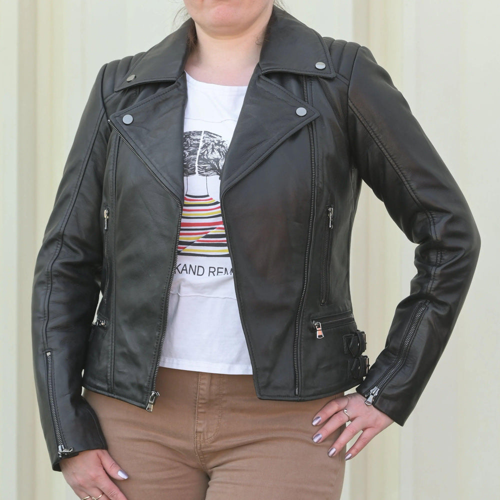 Damen Biker-Look SchafslederjackeEX-STOCK Canada