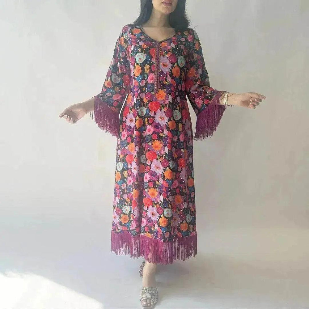 Women's Bronzing Printed Casual Dubai Arab Robe - EX-STOCK Canada