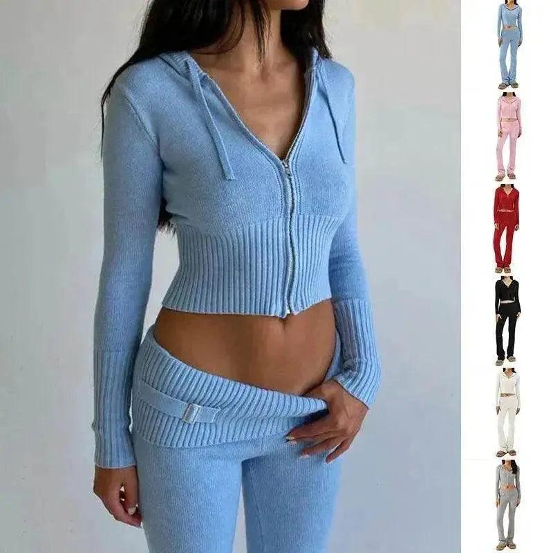 Felpa comoda da donna per il tempo libero, maglione affascinante a maniche lunghe e completo con pantaloni lunghi a vita alta - EX-STOCK Canada