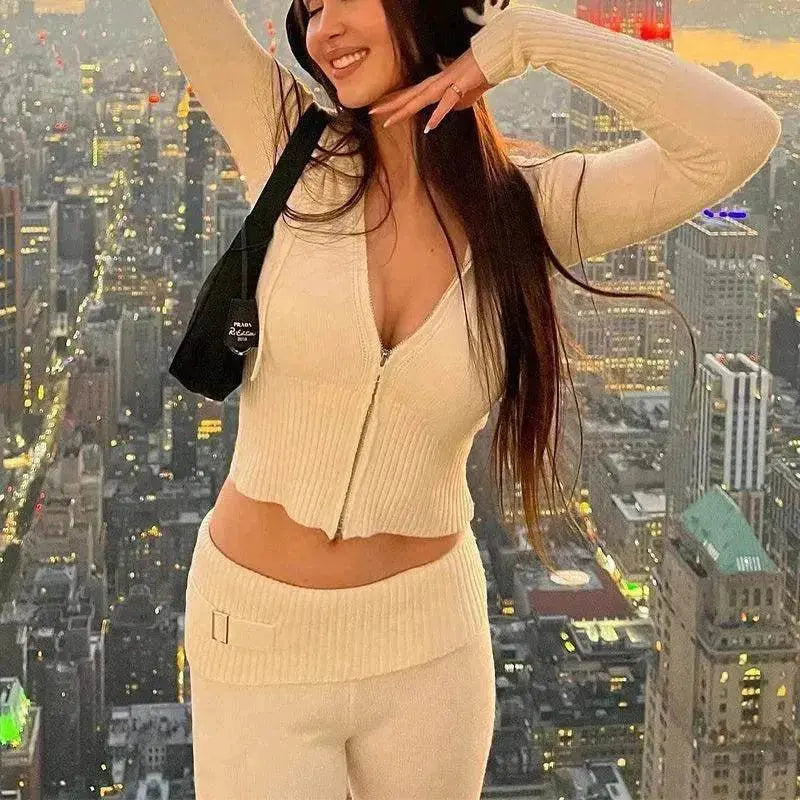 Women's Comfortable Hoodie Leisure Charming Long Sleeve Sweater And High Waist Long Pants Suit - EX-STOCK Canada