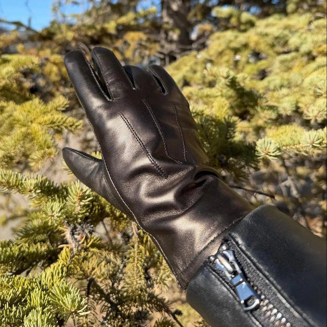 Women's Drum Dyed Lamb Leather Gloves with Luxurious Rabbit Fur Trim EX-STOCK Canada
