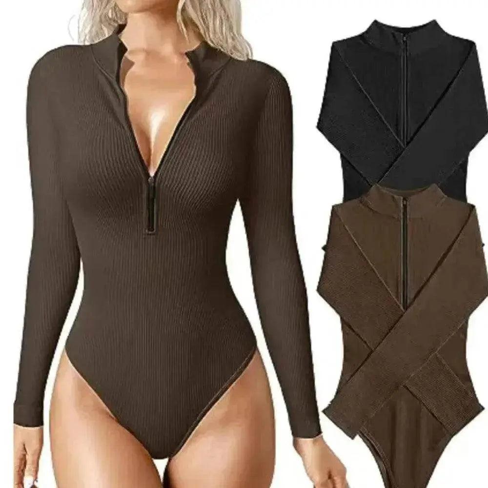 Body à manches longues tendance pour femmes, haut sans couture, gainant, combinaison sculptante - EX-STOCK Canada