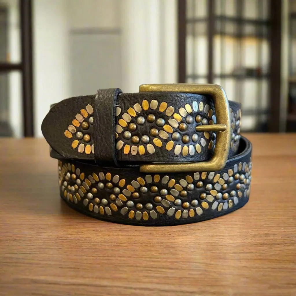 Women's Full Grain Leather Belt with Studs EX-STOCK Canada