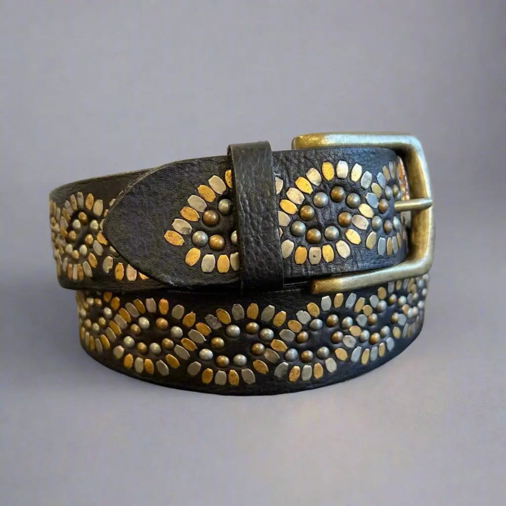 Women's Full Grain Leather Belt with Studs EX-STOCK Canada